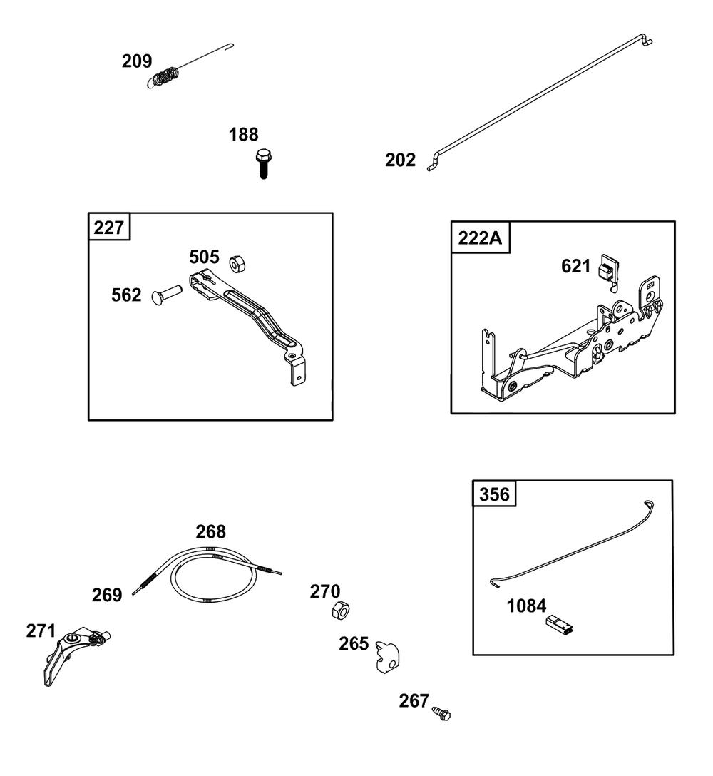 Controls Group Diagram and Parts List for 8P502-0074-H5  Briggs and Stratton Engine